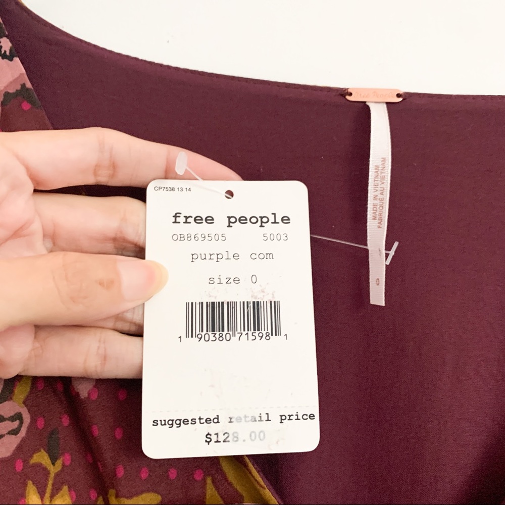 NWT Free People Morning Light Printed Mini Dress Sz 0 - Picture 6 of 13